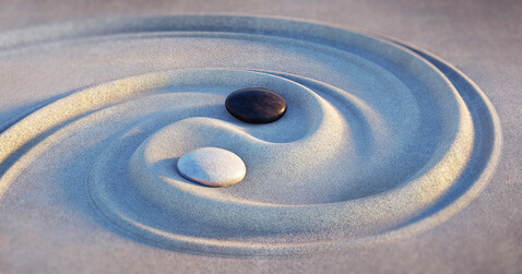 Yin Yang Symbol der TCM Yin Yang Steine symbolisieren Balance in der TCM Traditionellen Chinesischen Medizin
